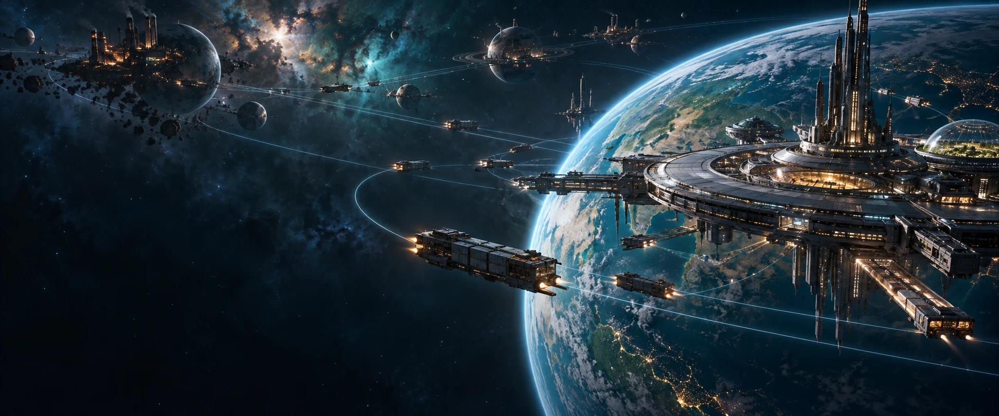 An orbital Starport connecting an interstellar trade network